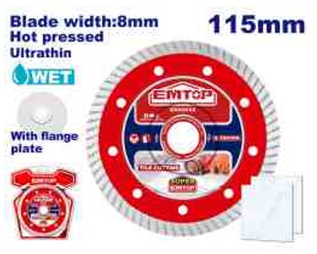 115mm Ultrathin Diamond Disc 22.2mm 8mm Rim Universal Tile Marble Brick with Flange Plate